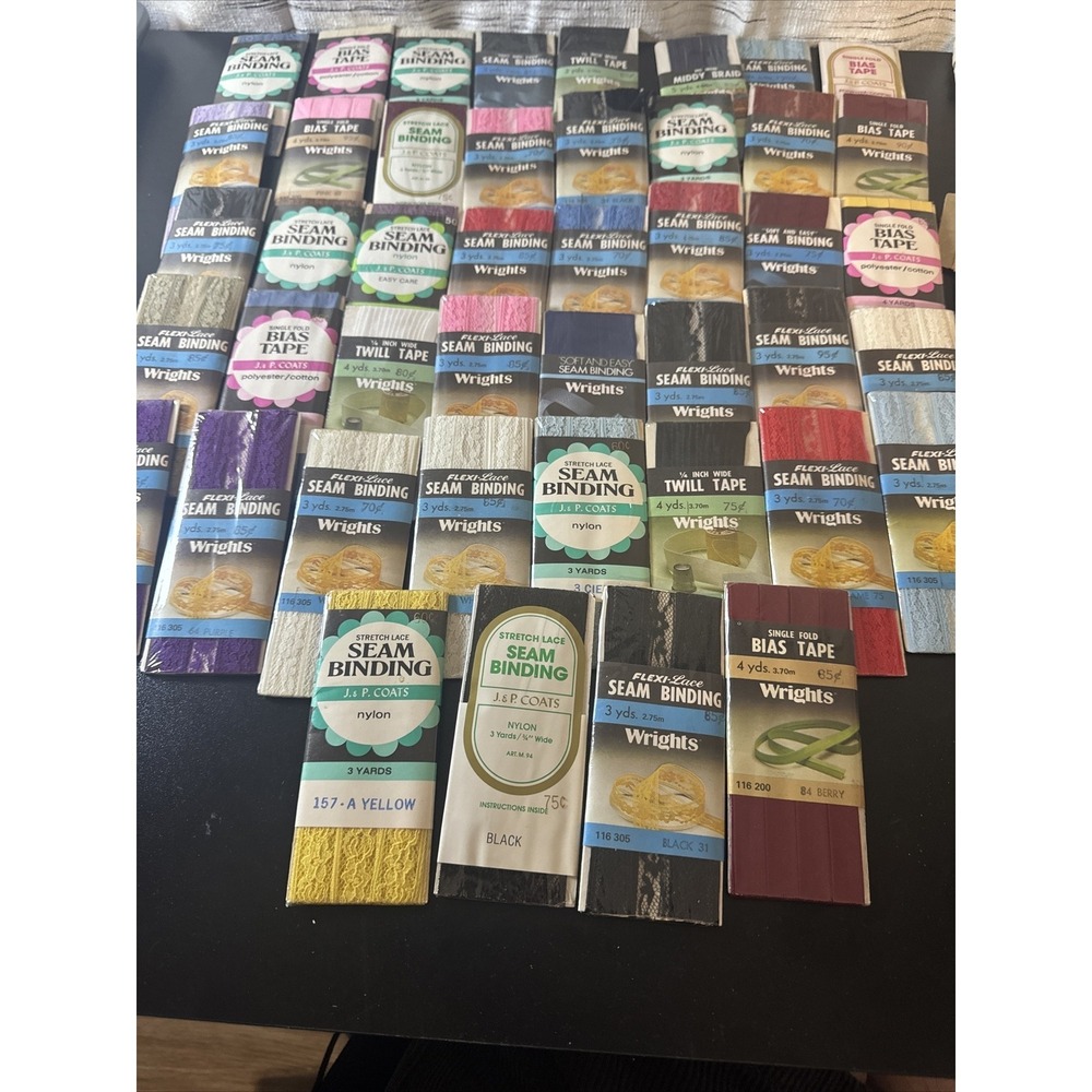 Vtg Seam Binding Lot Of 44 New Plus Assortment Of Partial Rolls